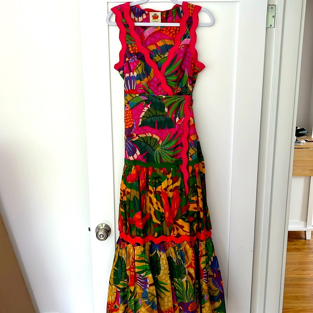 FARM Rio Vibrant Pink Tropical Maxi Dress